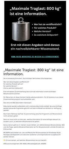 „Maximale Traglast: 800 kg“ ist eine Information.